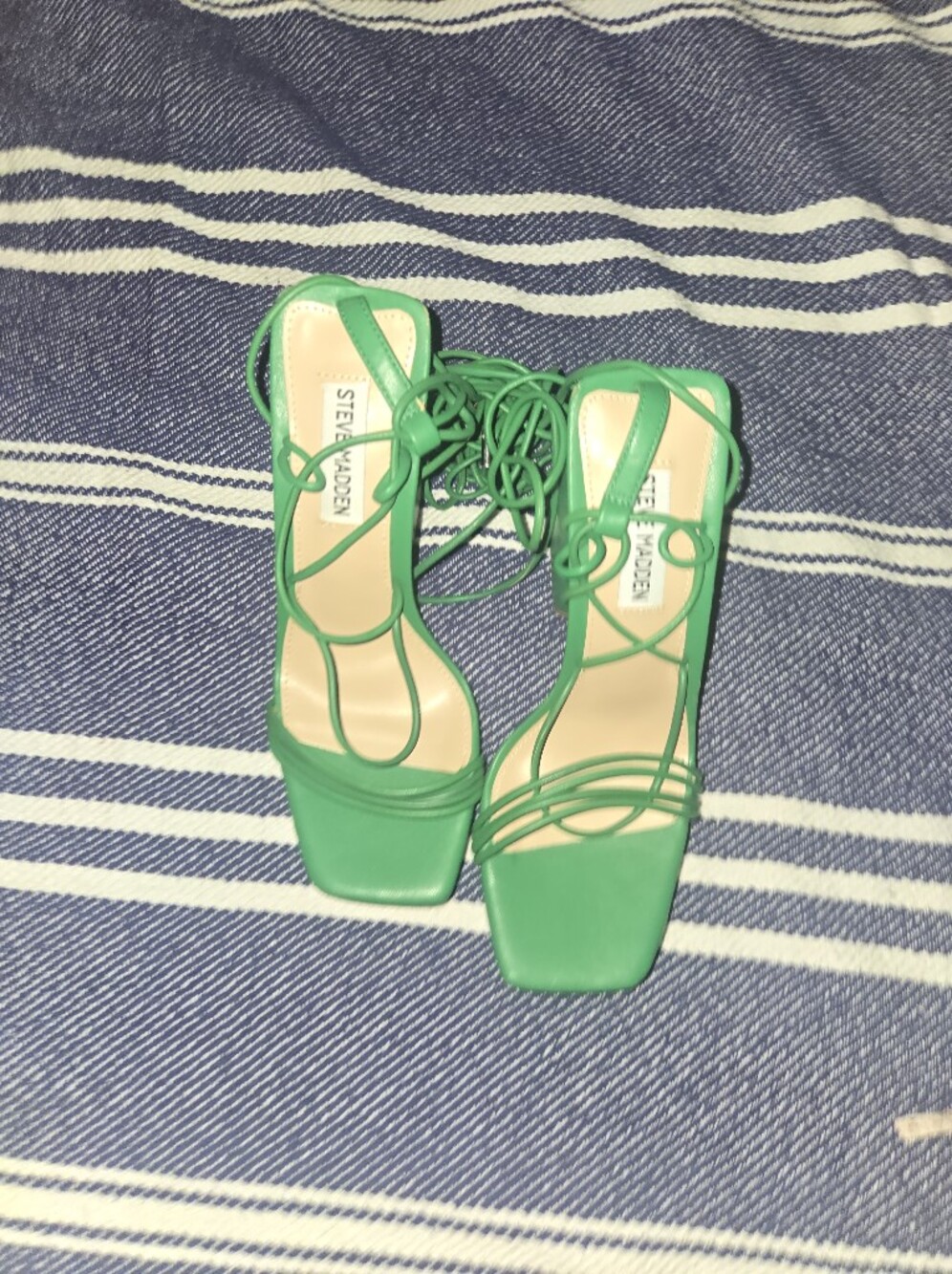 Steve Madden Green Strappy Lace-Up Sandals